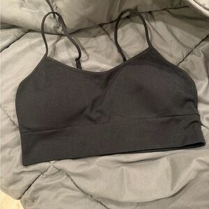 H&M Black Seamless Sports Bra/Bralette with Thin Spaghetti Straps